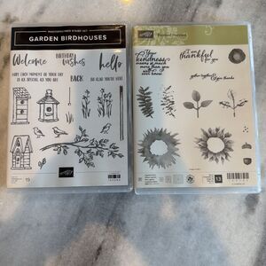 Stampin Up! Bundle Of 2 Stamp Sets Garden Birdhouses & Painted Harvest
